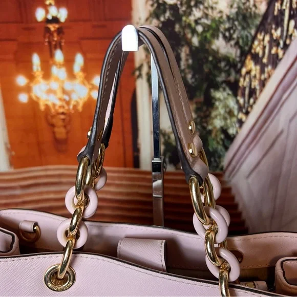 Michael Kors Cynthia Saffiano Leather Satchel, pastel Pink - Picture 15 of 16